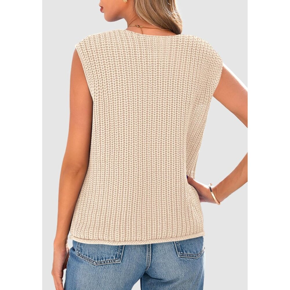 Versatile Women's Button Down Chunky Knit Sleevel… - image 2